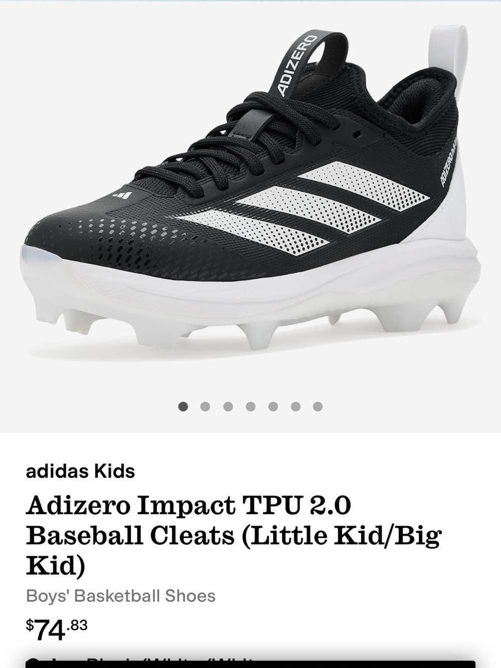 Adizero Impact TPU Baseball Cleats (little kid size 1)